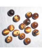 Perles semi précieuses en oeil de tigre  -sachet de 15 perles