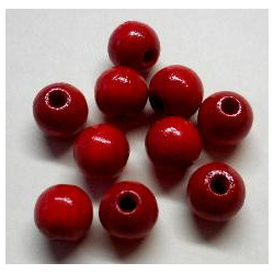 Perles rondes en bois 8 mm Rouge x10