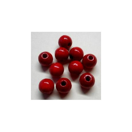 Perles rondes en bois 8 mm Rouge x10