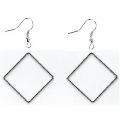Anneaux fermés carré 35 mm argent  + crochets de boucles d'oreilles