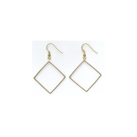 Anneaux fermés carré 30 mm laiton + crochets de boucles d'oreilles