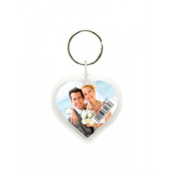Porte-clefs photo forme coeur en résine
